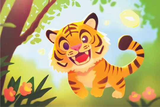 This illustration is perfect for kids who love animals and nature. It could be used in a variety of contexts, such as in a book about tigers or as part of an educational resource about conservation
