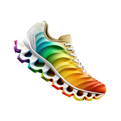 Fototapeta na wymiar Sport shoe, rainbow color running athletic sneaker isolated on transparent background, PNG, Generative AI