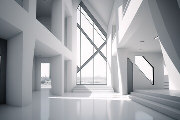 White Room with Modern Architecture