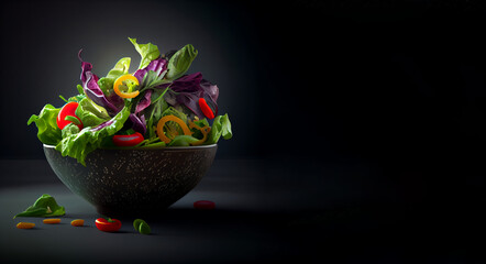 vegetables salad in the plate realistic 3D, product showcase for food photography generative ai