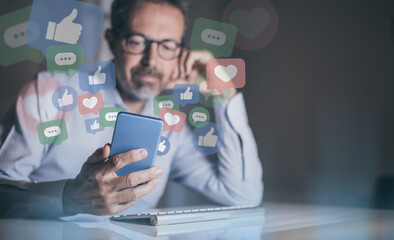 Man using smart phone. Smartphone in hands. Community, social media, communication concept.