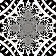black and white background, abstract centered geometric pattern
