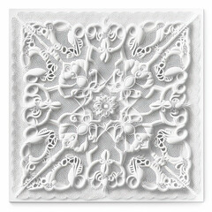 Retro white lace pattern with flowers. Elegant fabric design