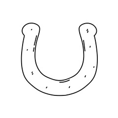 Horseshoe n hand drawn doodle style. Good lick symbol. Vector illustration isolated on white background.