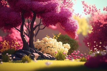 beautiful Spring background minimalist with Trees