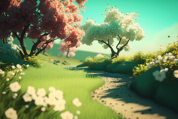 beautiful Spring background minimalist with Trees