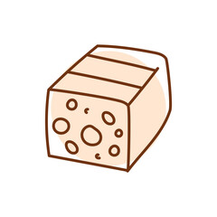 Edam cheese black line icon. Dairy product.