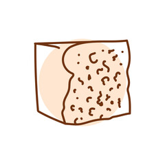 Cheese with mold Roquefort black line icon. Dairy product.