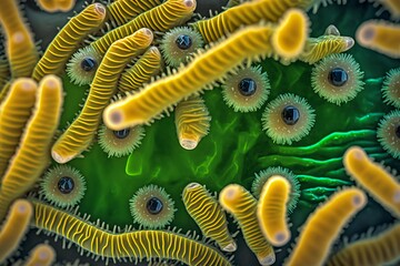 Bacteria, close up, detailed. Generative AI.