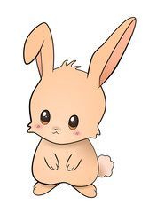 Cute rabbit, anime style. Chinese zodiac, year of the rabbit. Vector animal