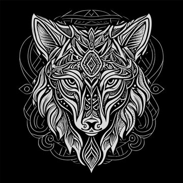 The angry wolf head line art illustration is a stunningly detailed portrayal of the fierce and majestic animal, capturing its intense expression and sharp features with precise lines and shading