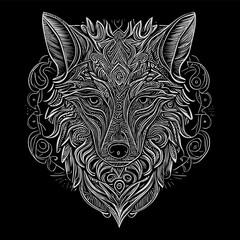 The angry wolf head line art illustration is a stunningly detailed portrayal of the fierce and majestic animal, capturing its intense expression and sharp features with precise lines and shading