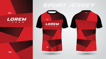 black red soccer football sport jersey template design for sportswear. Football t-shirt mockup.