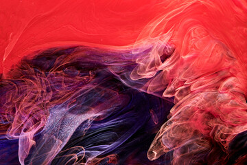 Multicolored contrast outer space abstract background, clouds of interstellar smoke in motion, cosmic swirl of paints