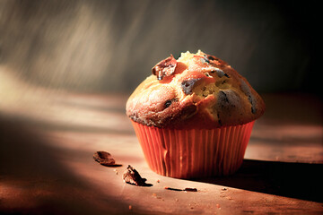 Yummy Muffin on the table. AI generative