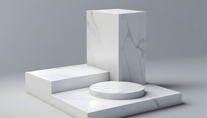 AI Generated, Marble stone podium product display for advertising.