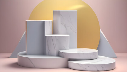 AI Generated, Marble stone podium product display for advertising.