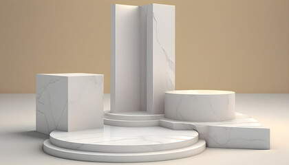 Marble stone podium product display for advertising.