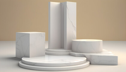 Marble stone podium product display for advertising.