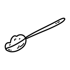 Hand drawn doodle spoon. Outline vector illustration of teaspoon, icon, logo