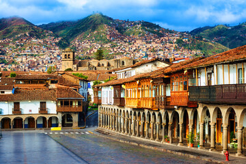 Main square of Cusco Old town, Peru - 573250238