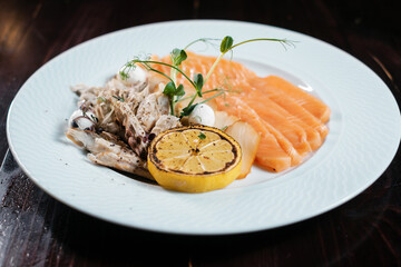 Different varieties of salted fish. Snack for beer.