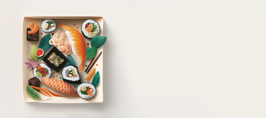 Sushi on white background (Generative AI)