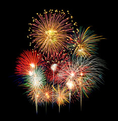 Colorful Fireworks light up the sky with dazzling display