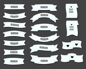 White color  ribbons set in different shap.