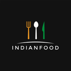 Indian food logo icon template.Spoon,knife and fork icon vector illustration