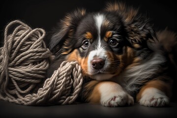 Adorable fluffy dog. Generative AI.