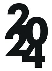 2024. Happy New Year background in typographical style, card. Vector illustration. Clip art. Cartoon.