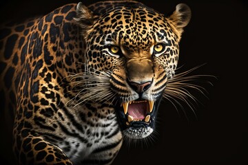 Fototapeta na wymiar Leopard high quality closeup. Generative AI
