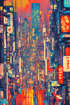 abstract ukiyo-e background, generative ai image, abstract pattern