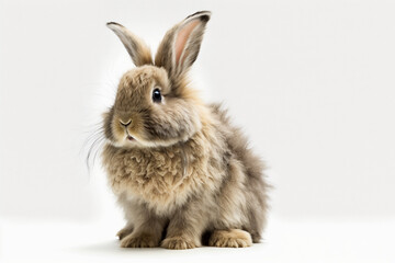 Obraz premium white rabbit isolated on white background / photorealistic illustration