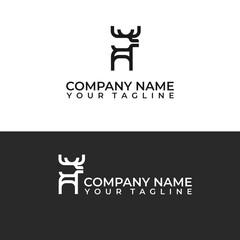 Letter A deer monoline logo design vector template