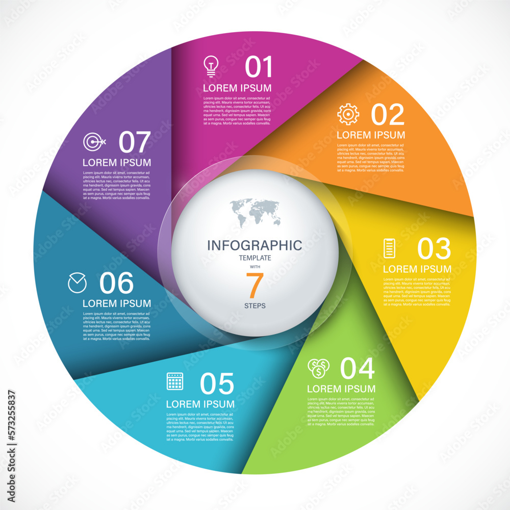 Canvas Prints vector infographic circle. cycle diagram with 7 steps. round chart that can be used for report, busi