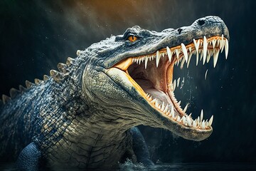Alligator crocodile in water. Generative AI