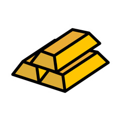 Flat design gold bars icon. Gold ingots. Gold investment. Vector.