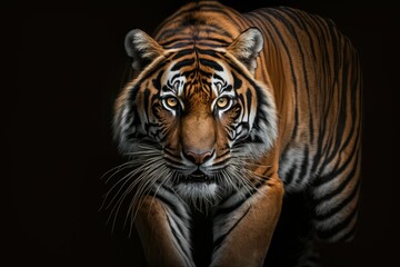 Fototapeta na wymiar The Bengal Tiger, also known as the Royal Bengal Tiger, is the most numerous tiger subspecies and the national animal of India. 