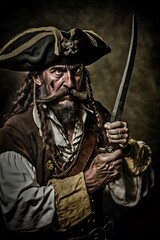 Fototapeta premium A swashbuckling pirate. Made with Generative AI.