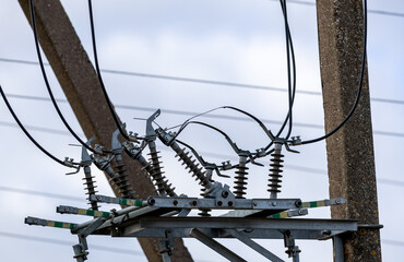 High voltage power lines in detail