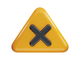 Cross sign with triangle icon 3d rendering vector illustration