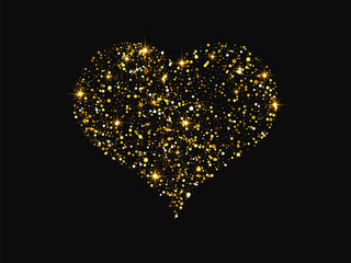 Gold glitter heart on dark background
