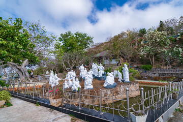 Statue of Jesus Christ at Tao Phung mountain, one of the famous tourist attractions in the coastal city of Vung Tau. Where you can see the whole beautiful coastal city. Travel concept