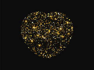 Gold glitter heart on dark background