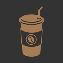 A disposable paper cup of coffee icon. Flat style vector illustration for coffee food and beverages design element