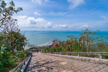 Statue of Jesus Christ at Tao Phung mountain, one of the famous tourist attractions in the coastal city of Vung Tau. Where you can see the whole beautiful coastal city. Travel concept