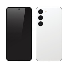 Vectorial smartphone design similar to Samsung S23 series, front and back