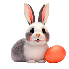 Obraz premium white rabbit isolated on white - easter bunny on transparent background - Generative AI